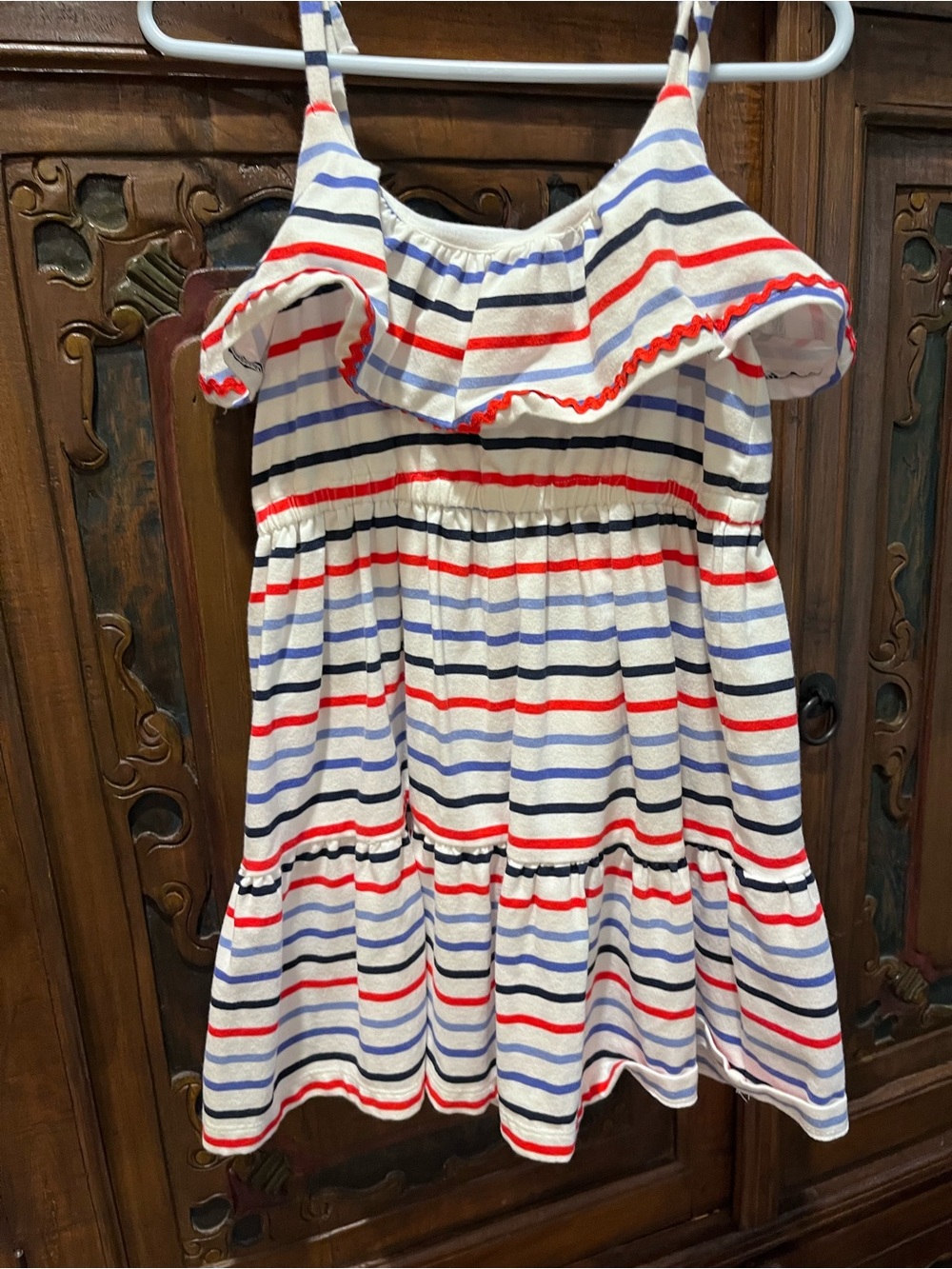 Janie and Jack White Sundress with Red & Blue Stripes (2 dress bundle)